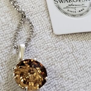Swarovski Bespoke Flower Topaz Crystal Solitaire Necklace in Ste…